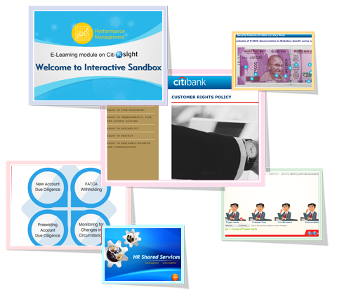 Citibank Elearning Modules collage, visuals in Brewin Ideas Pvt Ltd